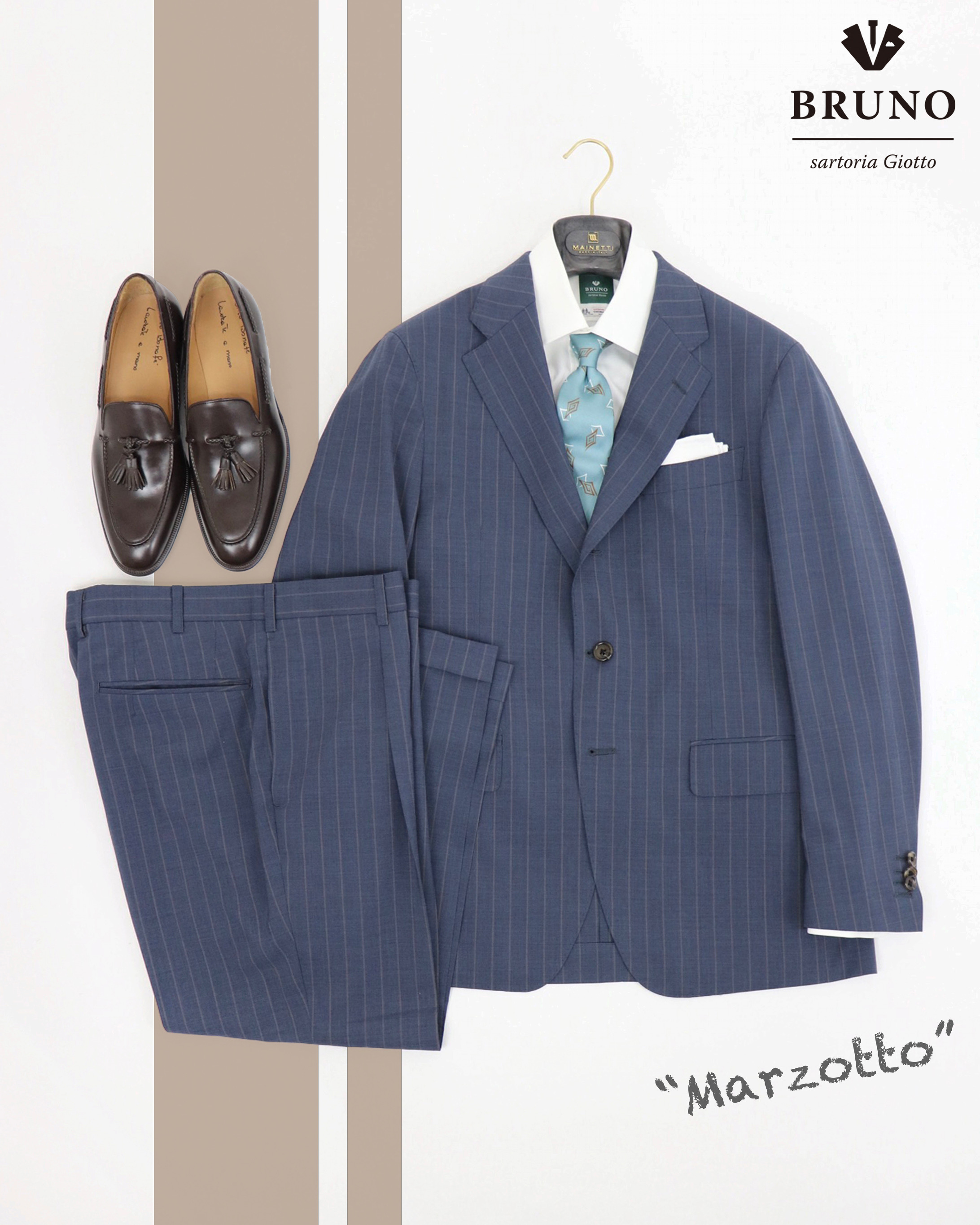 ドールオム×マルゾット◇Marzottoイタリア製生地スーツ MARZOTTO (マルゾット) チェック シングル 段返り3ツ釦 ツータック